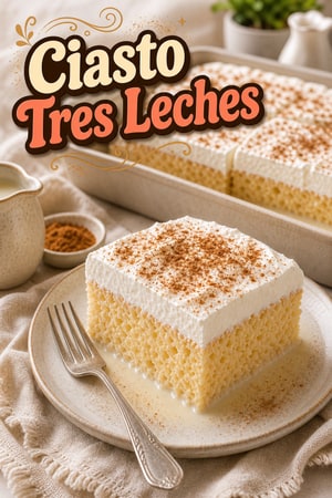 Autentyczne ciasto Tres Leches z bitą śmietaną