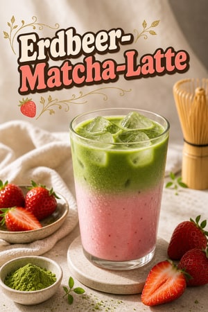 Erdbeer-Matcha-Latte – cremig, heiß oder eisgekühlt
