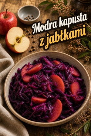 Modra kapusta duszona z jabłkami na słodko-kwaśno