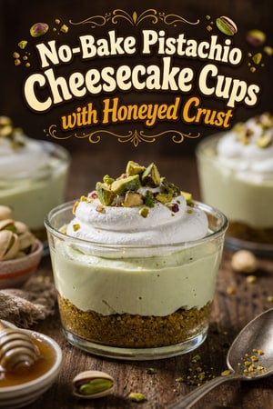 No-Bake Pistachio Cheesecake Cups with Honeyed Crust