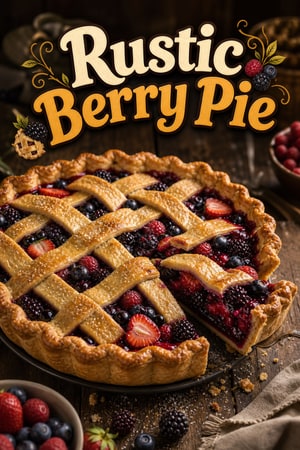 Rustic Mixed Berries Pie with Flaky Crust & Lemon Zest