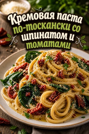 Кремовая паста по-тоскански со шпинатом и томатами