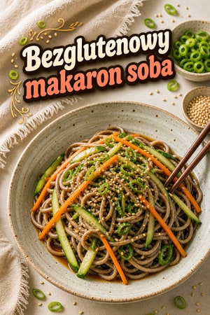 Bezglutenowy makaron soba z sezamowo-sojowym dressingiem