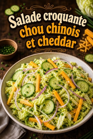 Salade croquante de chou chinois, concombre et cheddar