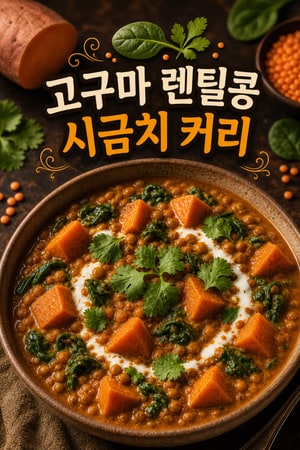임산부를 위한 영양 가득 고구마와 렌틸콩 시금치 커리 레시피