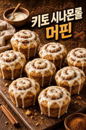 [키토 레시피] 폭신하고 달콤한 키토 시나몬 롤 머핀과 크림치즈 글레이즈
