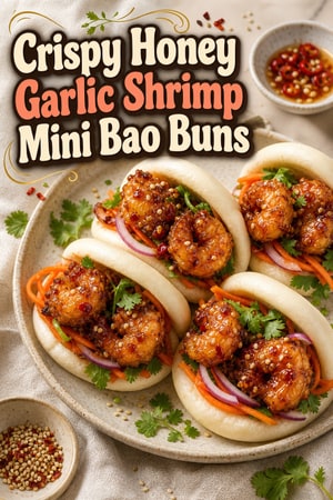 Crispy Honey Garlic Shrimp Mini Bao Buns