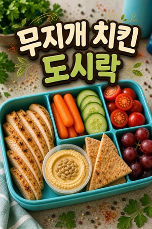 아이들의 입맛을 사로잡는 영양 가득 무지개 치킨 허무스 도시락