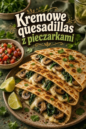 Kremowe quesadillas z pieczarkami, szpinakiem i ziołami