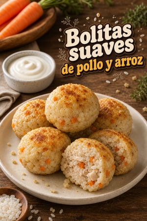Bolitas suaves de pollo y arroz — Bocaditos para niños