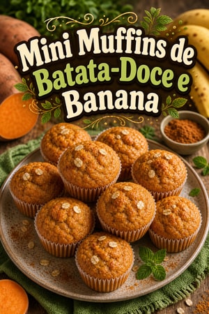 Mini Muffins de Batata-Doce e Banana para Crianças