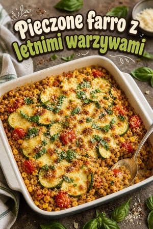 Pieczone farro z letnimi warzywami