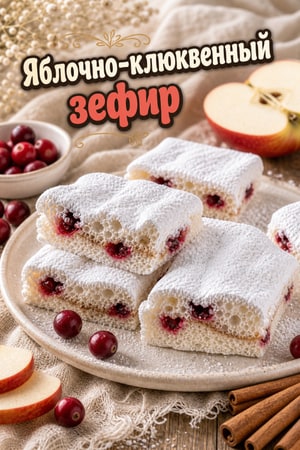 Домашний мягкий яблочно-клюквенный зефир с корицей