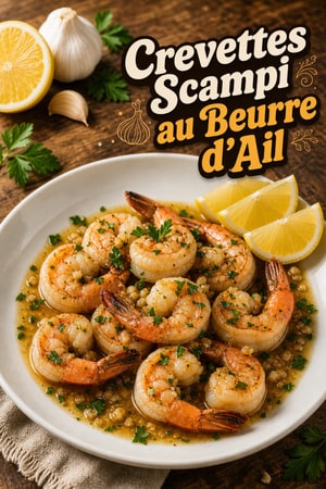 Crevettes Scampi au Beurre d'Ail et Sauce Blanche