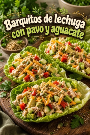 Barquitos rápidos de lechuga con pavo y aguacate energéticos