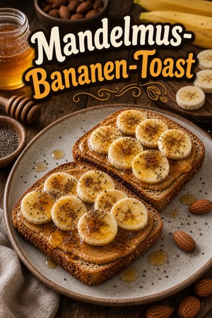 Schneller Power-Toast mit Mandelmus, Banane und Honig