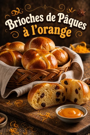 Brioches croisées épicées, moelleuses au glaçage orange