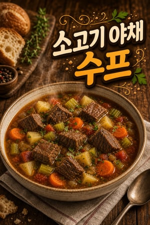 진하고 깊은 맛의 정통 미국식 소고기 야채 수프 레시피