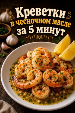 Чесночно-масляные креветки в микроволновке — 5 минут