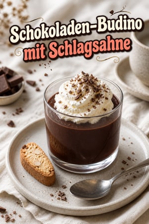 Schokoladen-Budino mit weich geschlagener Sahne