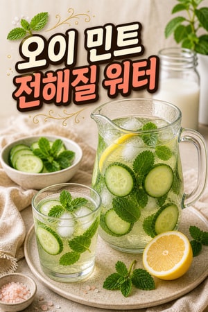 편안한 수분 보충 오이 민트 전해질 워터 — 편두통 완화와 빠른 재수화 무설탕 코코넛워터 레시피