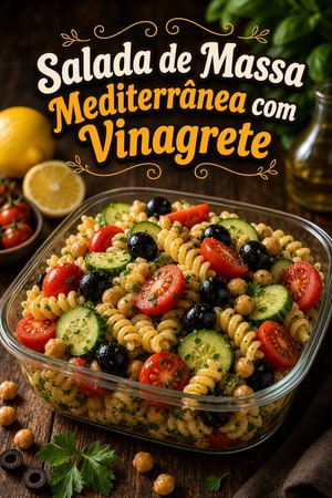 Salada de Massa Mediterrânea com Vinagrete de Limão