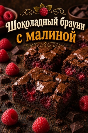 Шоколадный брауни с малиной: влажный и тягучий десерт