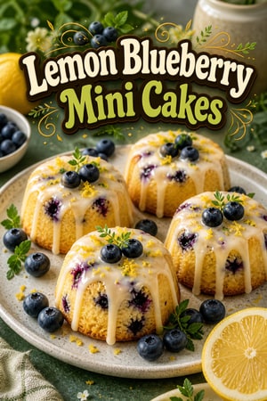 Easy Lemon Blueberry Mini Pound Cakes with Vanilla Glaze