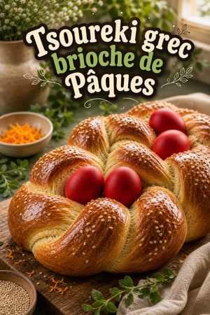 Tsoureki grec traditionnel de Pâques — brioche tressée