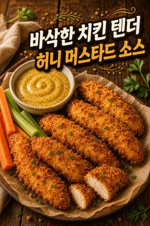 집에서 만드는 바삭한 치킨 텐더와 크리미 허니 머스타드 소스