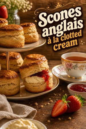 Scones Anglais Classiques, Clotted Cream et Fraises