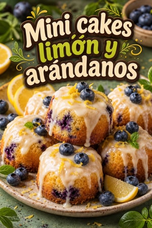 Mini pound cakes de limón y arándanos con glaseado y vainilla