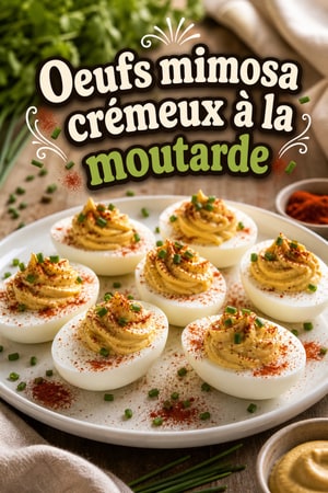 Œufs mimosa crémeux à la moutarde de Dijon et ciboulette