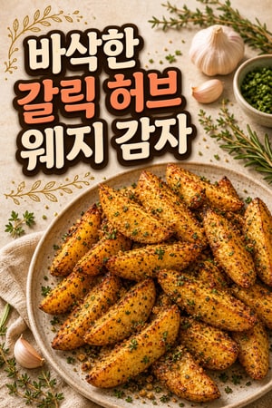 바삭한 갈릭 허브 웨지 감자 구이 레시피: 스테이크 하우스 스타일