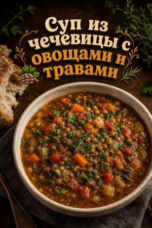 Суп из чечевицы с овощами и травами