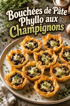 Bouchées de Pâte Phyllo aux Champignons et Brie