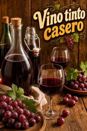 Vino tinto casero artesanal: Guía simple con uvas frescas