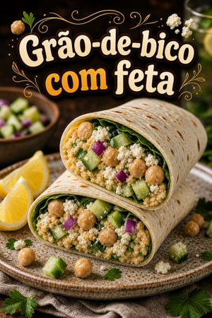 Wrap Mediterrâneo de Grão-de-Bico Amassado com Feta