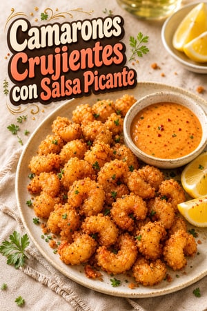 Camarones Popcorn Crujientes con Salsa Picante