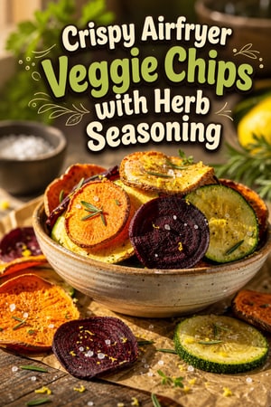 Crispy Airfryer Veggie Chips with Herb Seasoning and Lemon