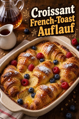 Buttriges Croissant French-Toast-Auflauf mit Ahornglasur