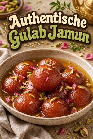 Authentische Gulab Jamun mit Kardamom-Rosen-Sirup