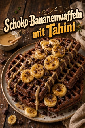 Schokoladen-Tahini-Bananenwaffeln mit Meersalz