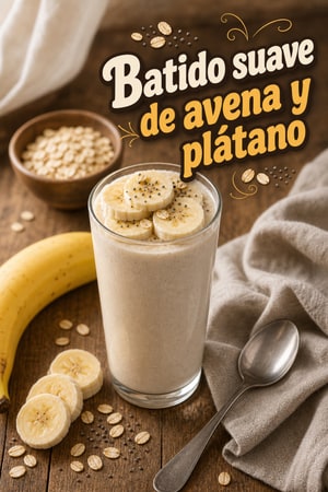 Bebida matinal suave con avena, plátano y yogur ligera