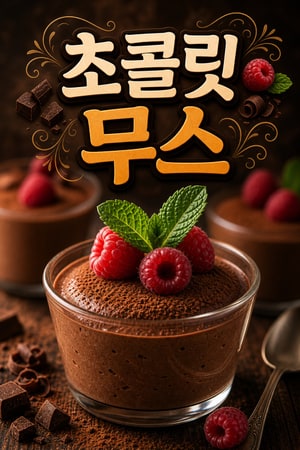 계란 없이 30분 완성, 부드럽고 고급스러운 초콜릿 무스 레시피 — 간단 노베이크 맛있는 디저트