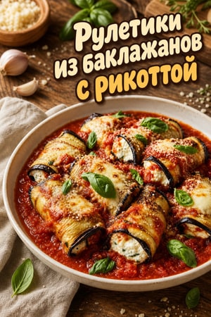 Инвольтини из баклажанов с рикоттой и томатным соусом