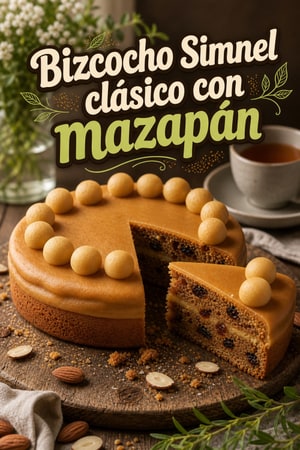 Bizcocho Simnel clásico con mazapán para brunch de Pascua