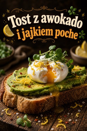 Kremowy tost z awokado i jajkiem poche na chlebie zakwasowym