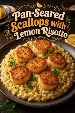 Pan-Seared Scallops with Creamy Lemon Butter Risotto