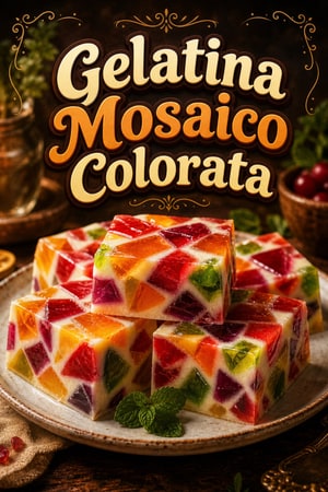 Gelatina Mosaico Broken Glass con Base alla Crema Dolce